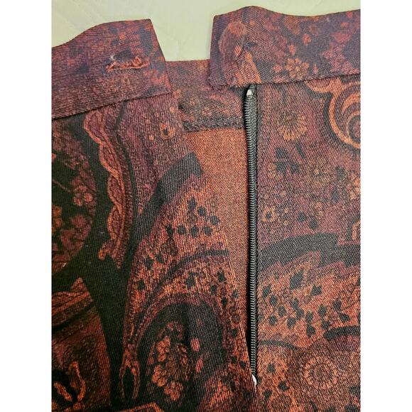 Vintage Ellen Figg Skirt With A Back Zipper Size 14 Brown Paisley Print Pleated - Picture 7 of 8